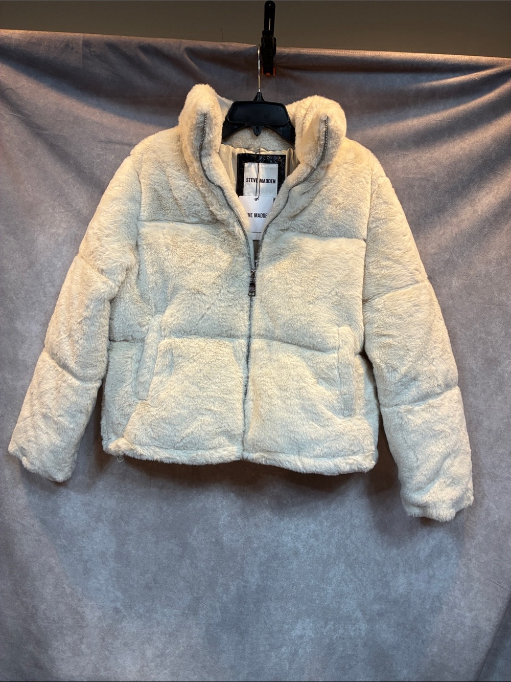 Steve Madden Off-White Faux Fur cropped Jacket